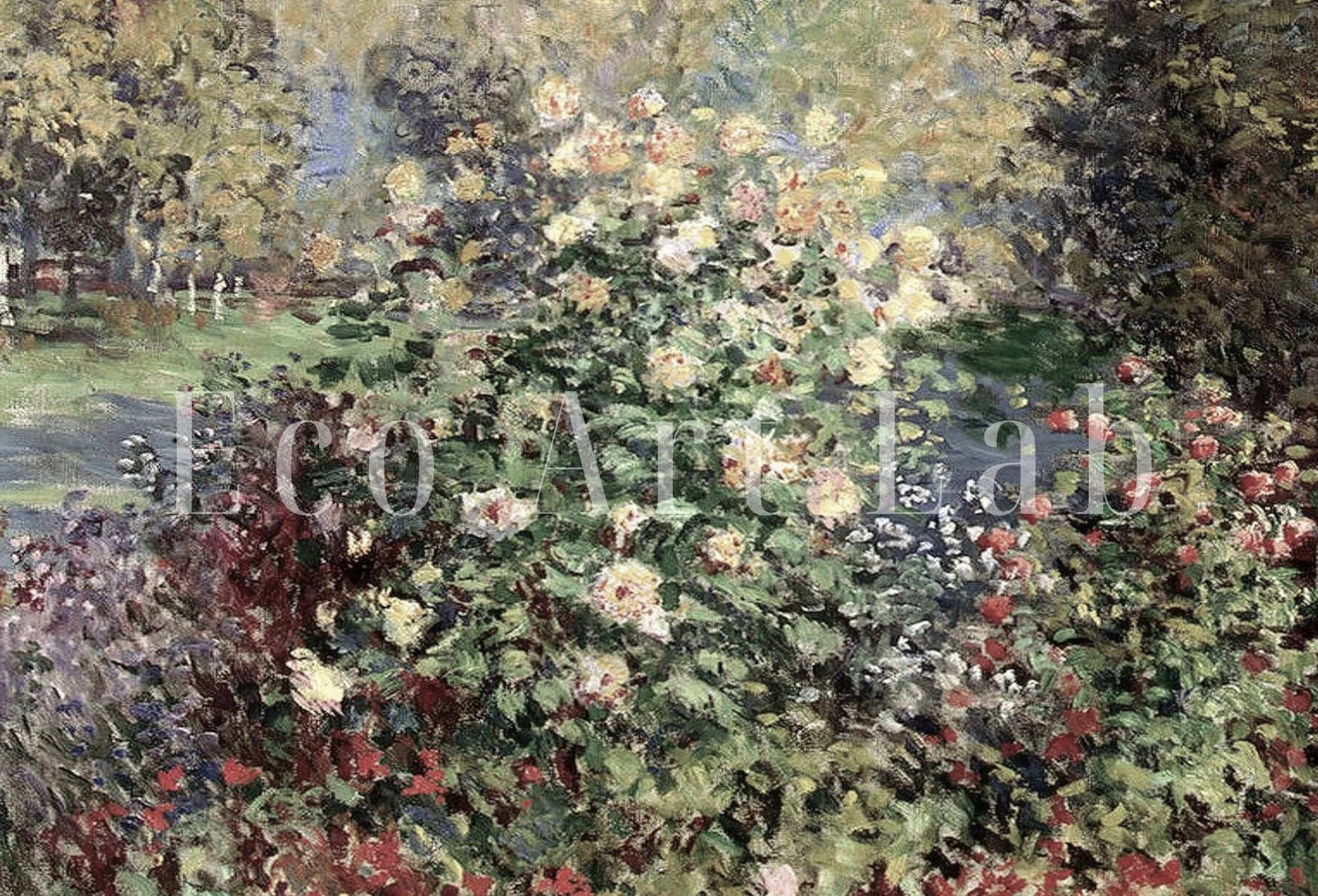 Reproduction d’une célèbre peinture de jardin de Claude Monet : Une œuvre d’art printanière. Téléchargement instantané pour une décoration murale vintage.
