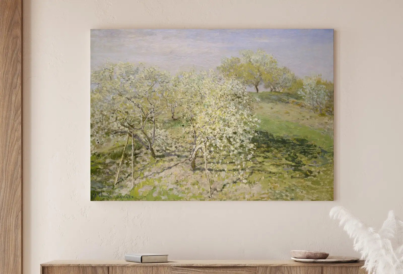 Detail view of artwork from Claude Monet Famous Spring Landscape Painting Fine Art. Instant Download Vintage Art. Blooming Trees Vintage Landscape Printable Wall Art.. (variation 2)