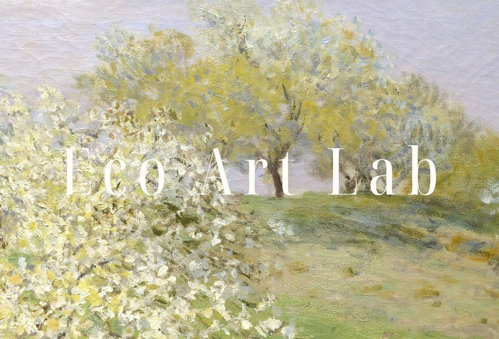 Included artwork preview showing first selection of artworks from Claude Monet Famous Spring Landscape Painting Fine Art. Instant Download Vintage Art. Blooming Trees Vintage Landscape Printable Wall Art..