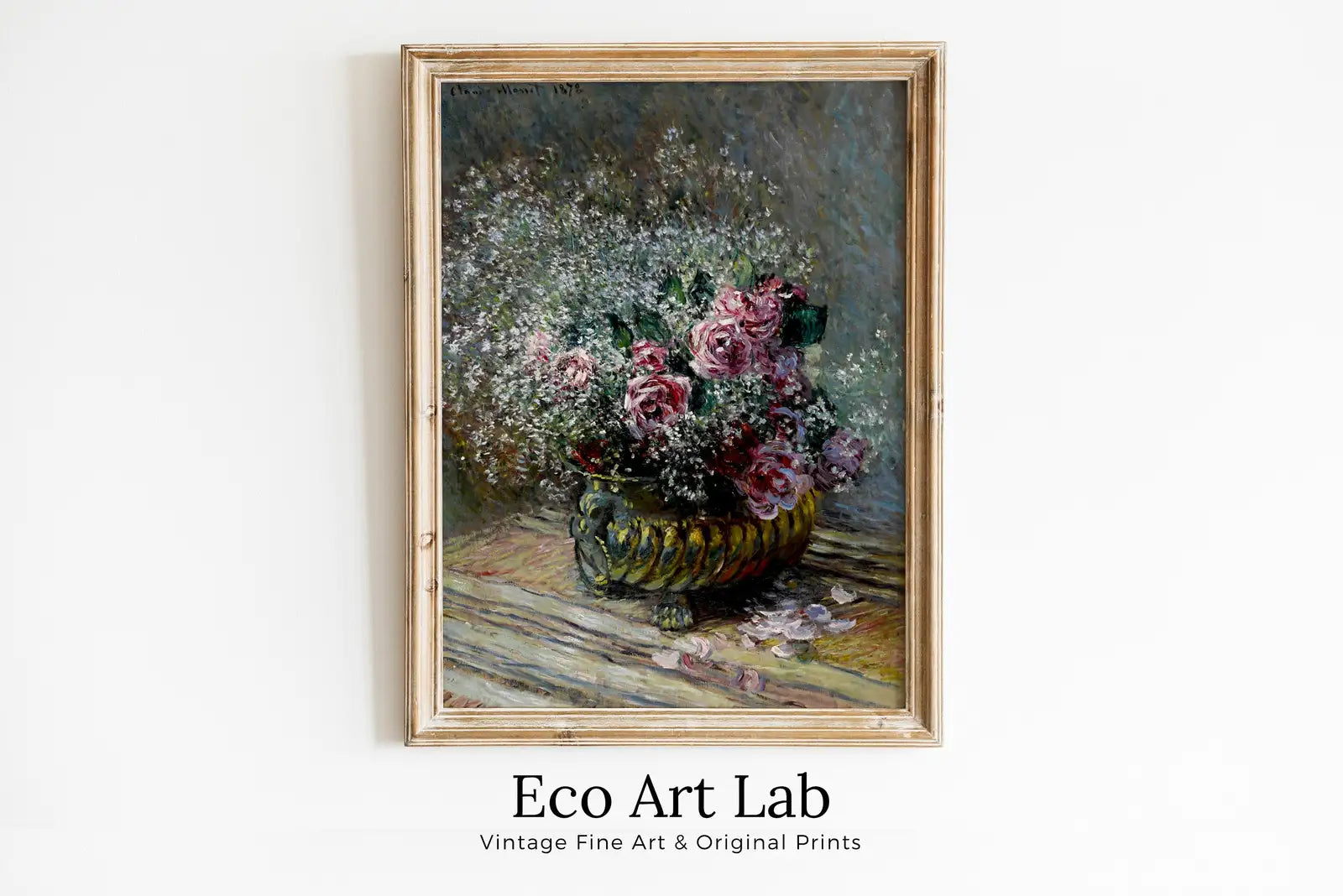 Framed view of Claude Monet Famous Still Life Flowers Painting. Instant Download Vintage Decor. Monet Botanical Print. Printable Art. Spring Vintage Decor – printable wall art digital download.