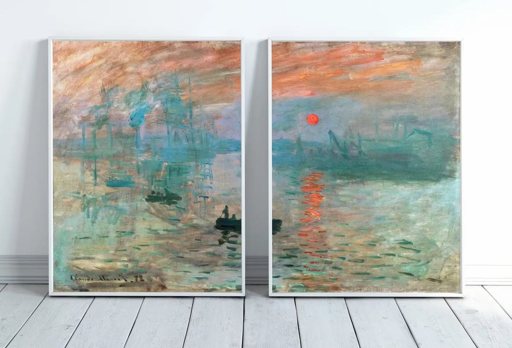 Claude Monet Famous Sunrise Painting. Set of 2 Prints. Instant Download Vintage Painting. 2 Piece Wall Art. Printable Fine Art Prints. – Printable Wall Art Set