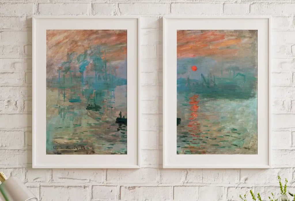 Claude Monet Famous Sunrise Painting. Set of 2 Prints. Instant Download Vintage Painting. 2 Piece Wall Art. Printable Fine Art Prints. – Printable Wall Art Set