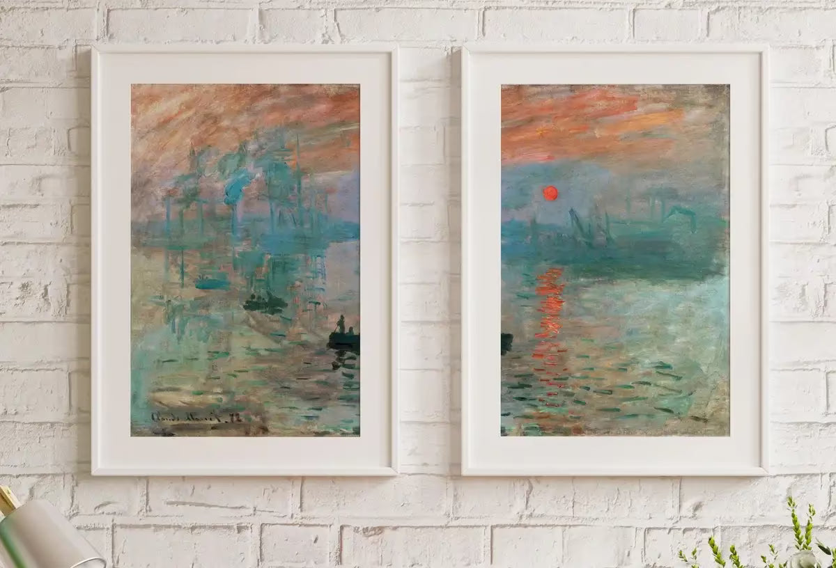 Claude Monet Famous Sunrise Painting. Set of 2 Prints. Instant Download Vintage Painting. 2 Piece Wall Art. Printable Fine Art Prints. – Printable Wall Art Set