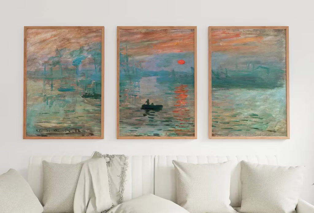 Claude Monet Famous Sunrise Painting. Set of 3 Prints. Instant Download Vintage Painting. 3 Piece Wall Art. Printable Fine Art Prints – Printable Wall Art Set