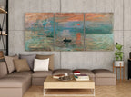 Detail view of artwork from Claude Monet Famous Sunrise Painting. Set of 3 Prints. Instant Download Vintage Painting. 3 Piece Wall Art. Printable Fine Art Prints. (variation 1)
