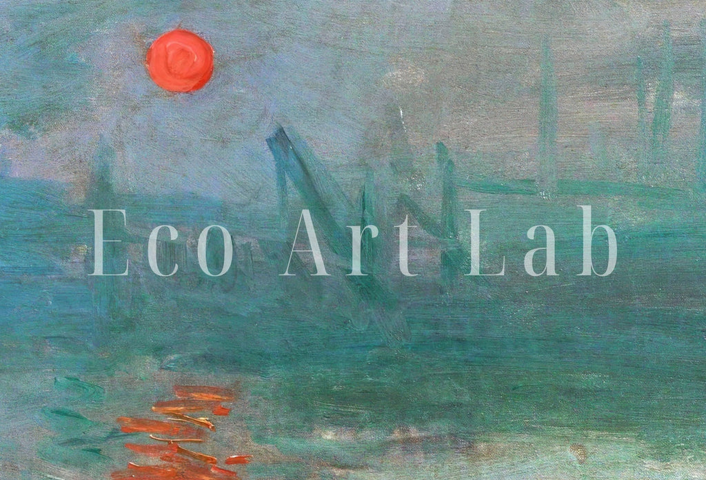 Detail view of artwork from Claude Monet Famous Sunrise Painting. Set of 3 Prints. Instant Download Vintage Painting. 3 Piece Wall Art. Printable Fine Art Prints. (variation 2)