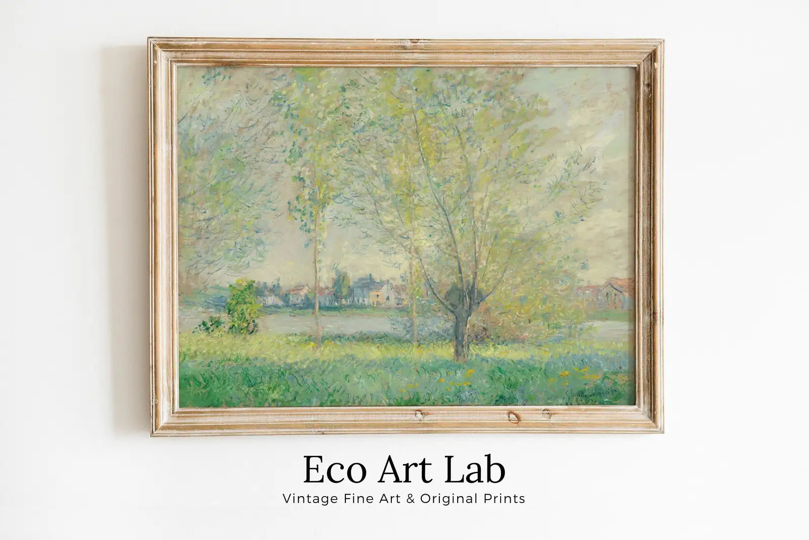 Framed view of Claude Monet Famous Willows Landscape Painting Fine Art. Instant Download Vintage Art. Vintage Landscape Printable Wall Art. Spring Decor – printable wall art digital download.