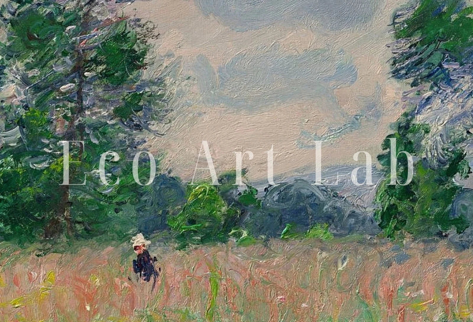 Detail view of artwork from Claude Monet Flowering Meadow Painting Famous Monet Art. Instant Download Vintage Decor. Vintage Landscape Printable Wall Art. Spring Decor. (variation 1)