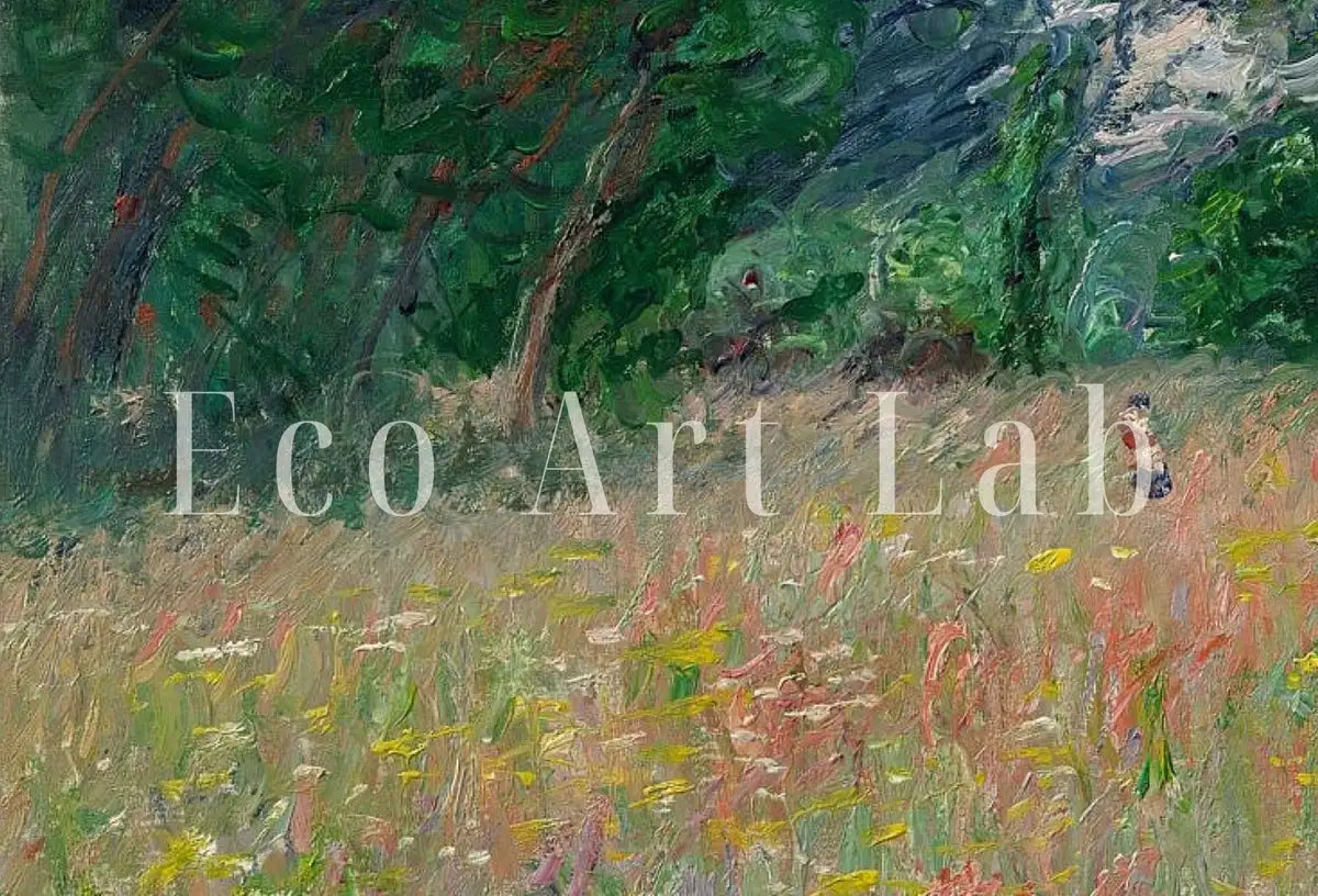 Detail view of artwork from Claude Monet Flowering Meadow Painting Famous Monet Art. Instant Download Vintage Decor. Vintage Landscape Printable Wall Art. Spring Decor. (variation 2)