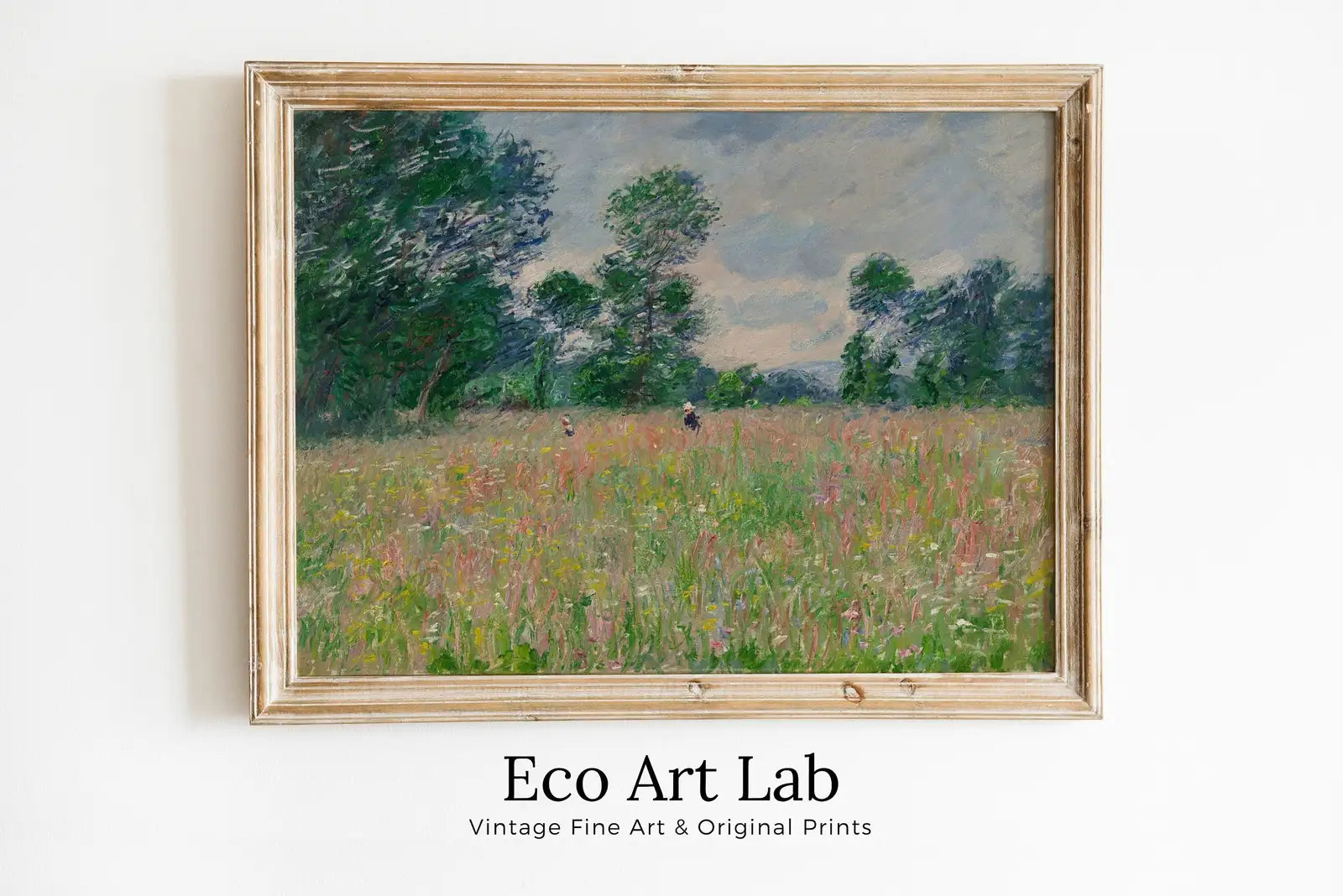 Framed view of Claude Monet Flowering Meadow Painting Famous Monet Art. Instant Download Vintage Decor. Vintage Landscape Printable Wall Art. Spring Decor – printable wall art digital download.