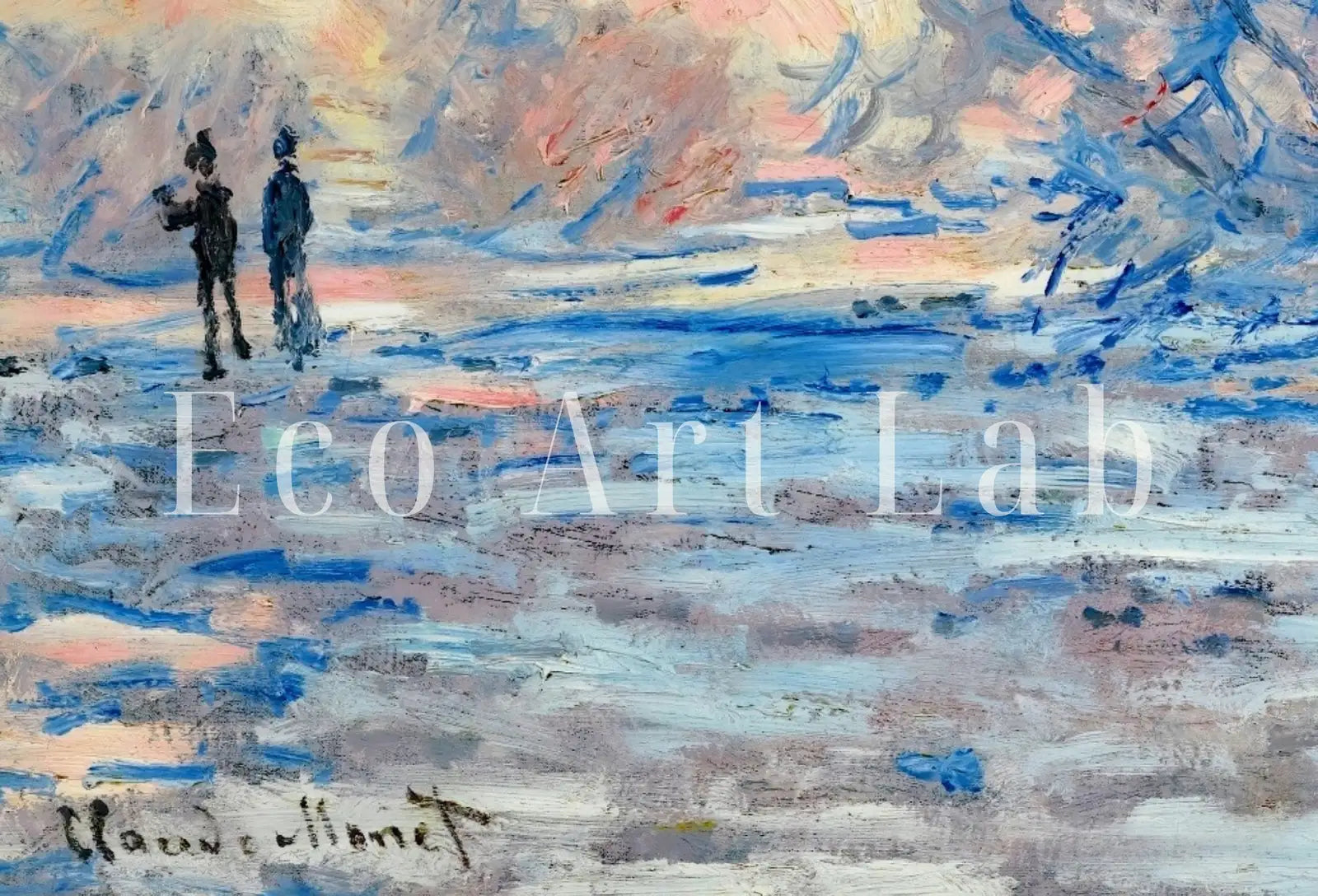 Detail view of artwork from Claude Monet Frost at Giverny Painting Famous Monet Art. Instant Download Vintage Decor. Vintage Landscape Printable Wall Art Winter Decor. (variation 1)