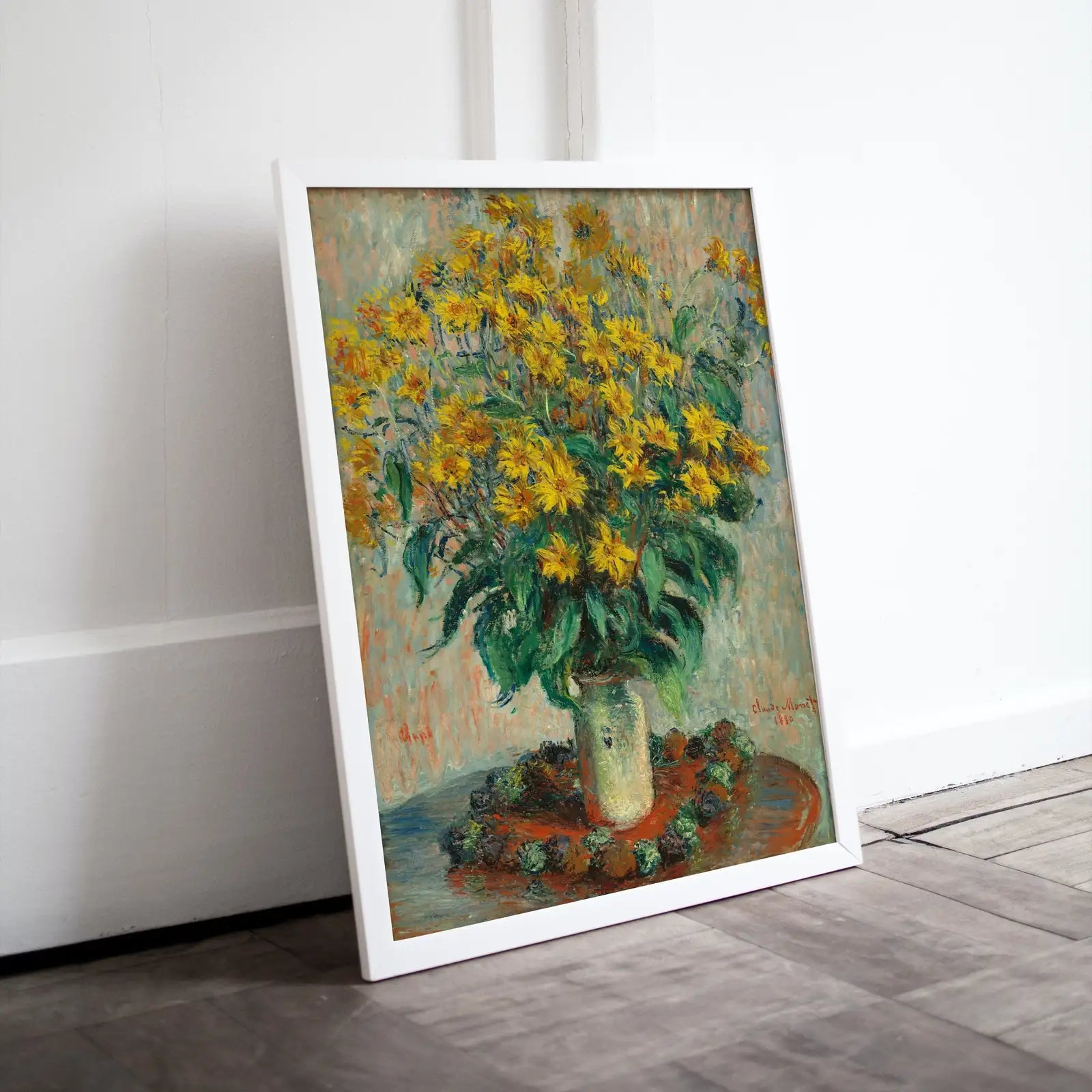 Detail view of artwork from Claude Monet Jerusalem Artichoke Flowers Still Life Painting. Instant Download Vintage Decor. Monet Botanical Vintage Print. Printable Art. (variation 1)