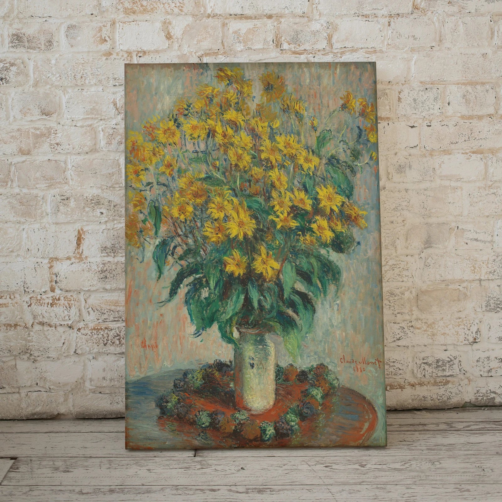 Detail view of artwork from Claude Monet Jerusalem Artichoke Flowers Still Life Painting. Instant Download Vintage Decor. Monet Botanical Vintage Print. Printable Art. (variation 2)