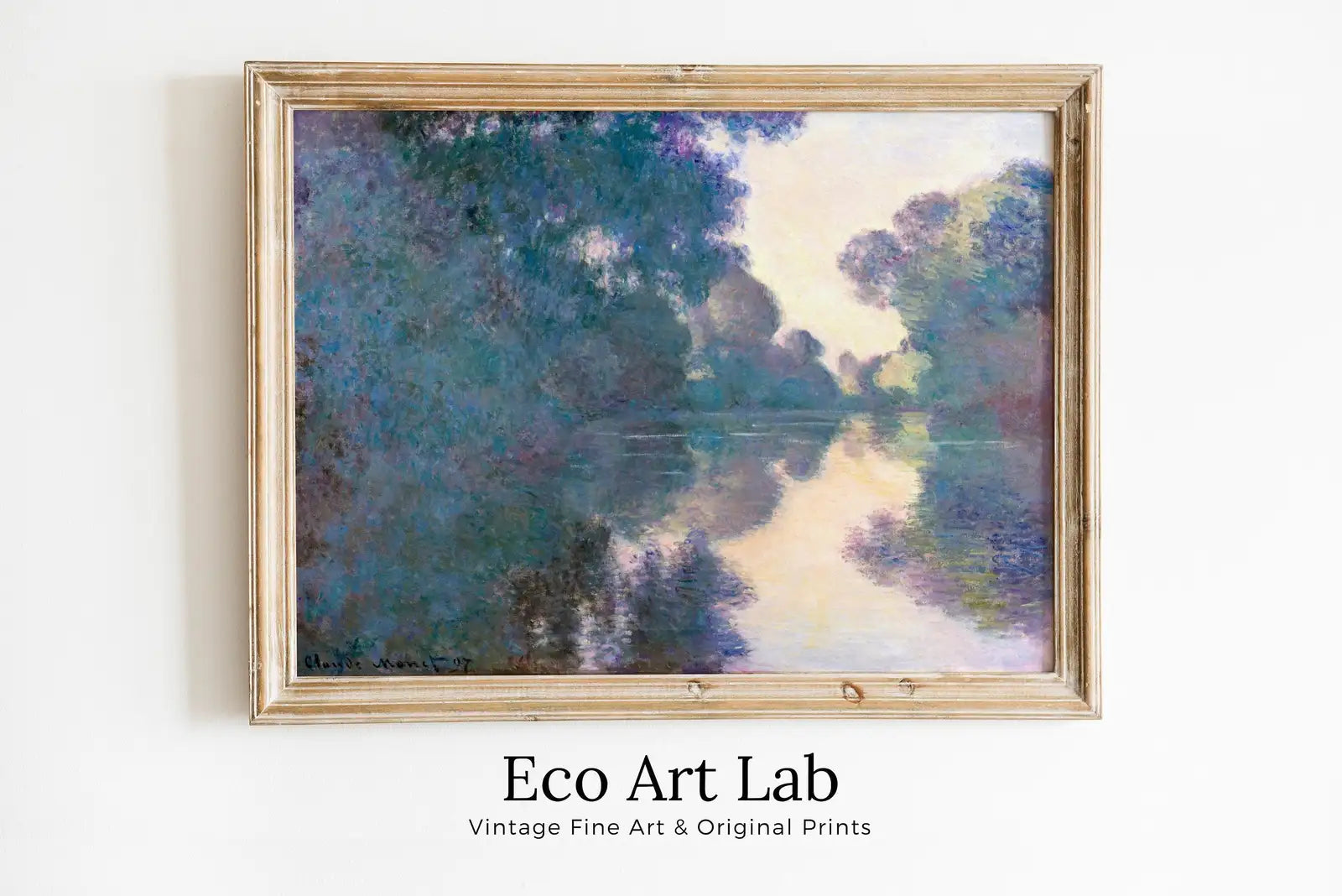 Tableau célèbre de Claude Monet, matin sur la Seine. Décor vintage à télécharger instantanément. Art mural de paysage antique de Monet.