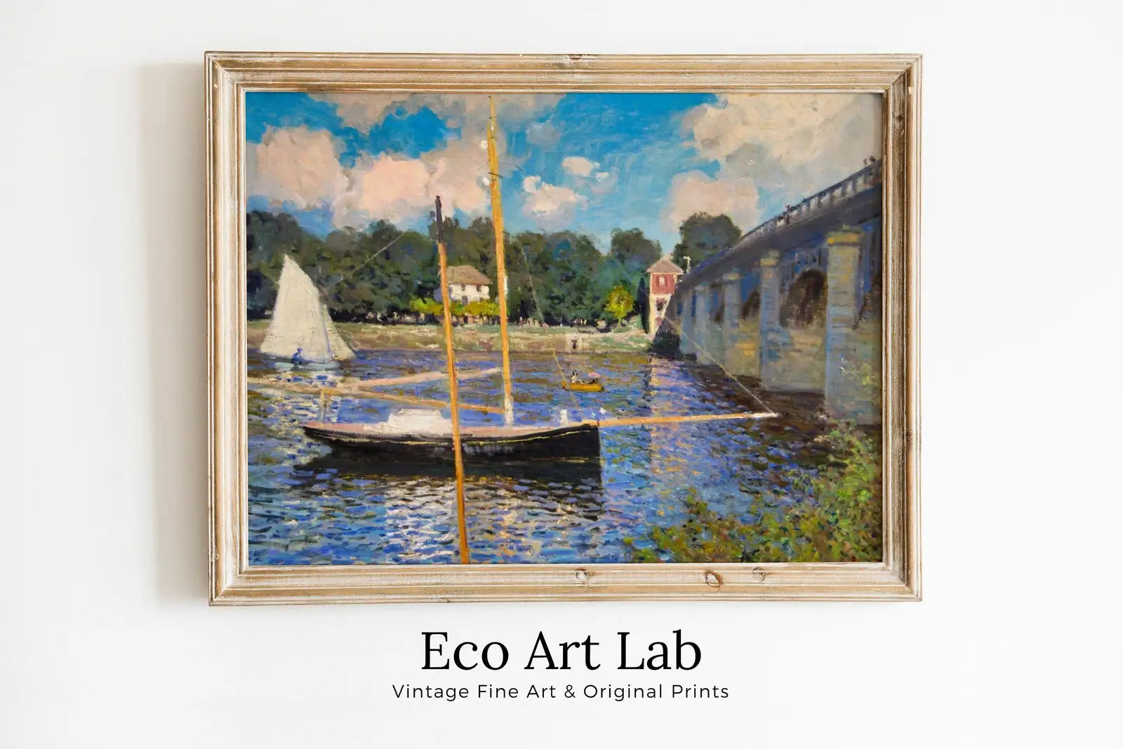 Framed view of Claude Monet Pont d'Argenteuil Painting Famous Monet Art. Instant Download Vintage Decor. Monet Landscape Printable Wall Art. Vintage Decor – printable wall art digital download.