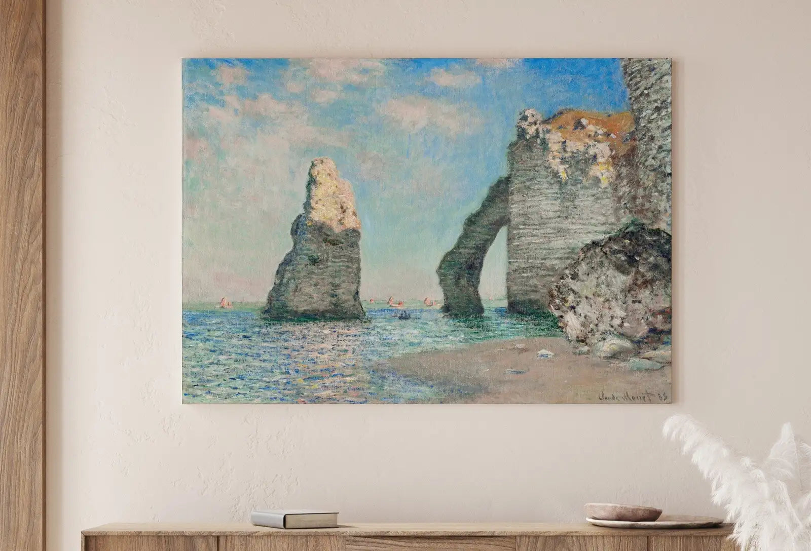 Detail view of artwork from Claude Monet Sea & Cliffs View Painting Famous Monet Art. Instant Download Vintage Decor. Monet Landscape Printable Wall Art Vintage Decor. (variation 1)