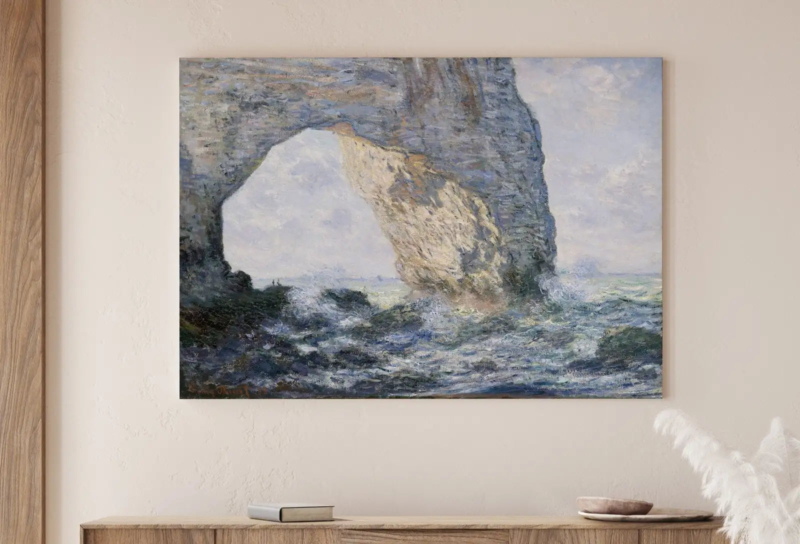 Detail view of artwork from Claude Monet Sea & Rock View Painting Famous Monet Art. Instant Download Vintage Decor. Monet Landscape Printable Wall Art Vintage Decor. (variation 1)