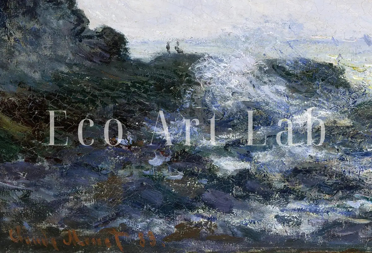 Detail view of artwork from Claude Monet Sea & Rock View Painting Famous Monet Art. Instant Download Vintage Decor. Monet Landscape Printable Wall Art Vintage Decor. (variation 2)