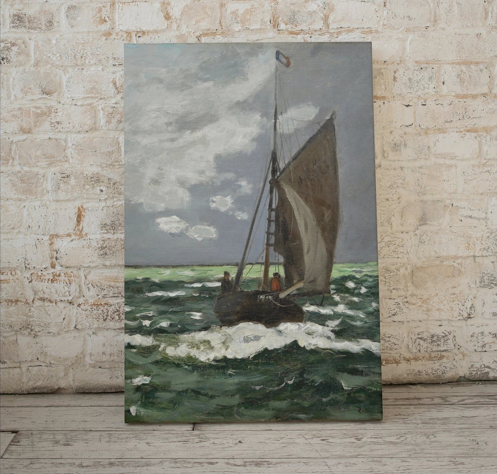 Second included artwork preview from Claude Monet Seascape Famous Painting. Monet Print Nautical Wall Decor, Boat Art. Vintage Ocean Landscape Painting Sailboat Print featuring various scenes.