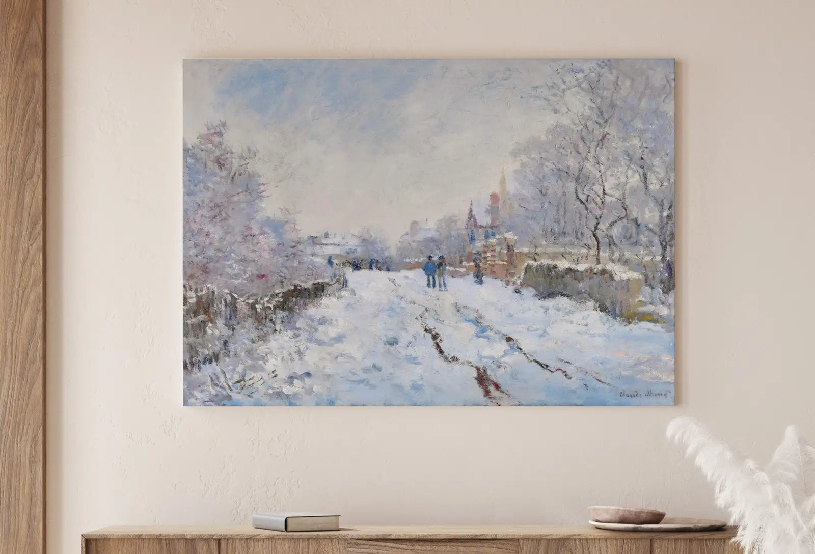 Detail view of artwork from Claude Monet Snow at Argenteuil Painting Famous Monet Art. Instant Download Vintage Decor. Vintage Landscape Printable Wall Art Winter Decor. (variation 1)