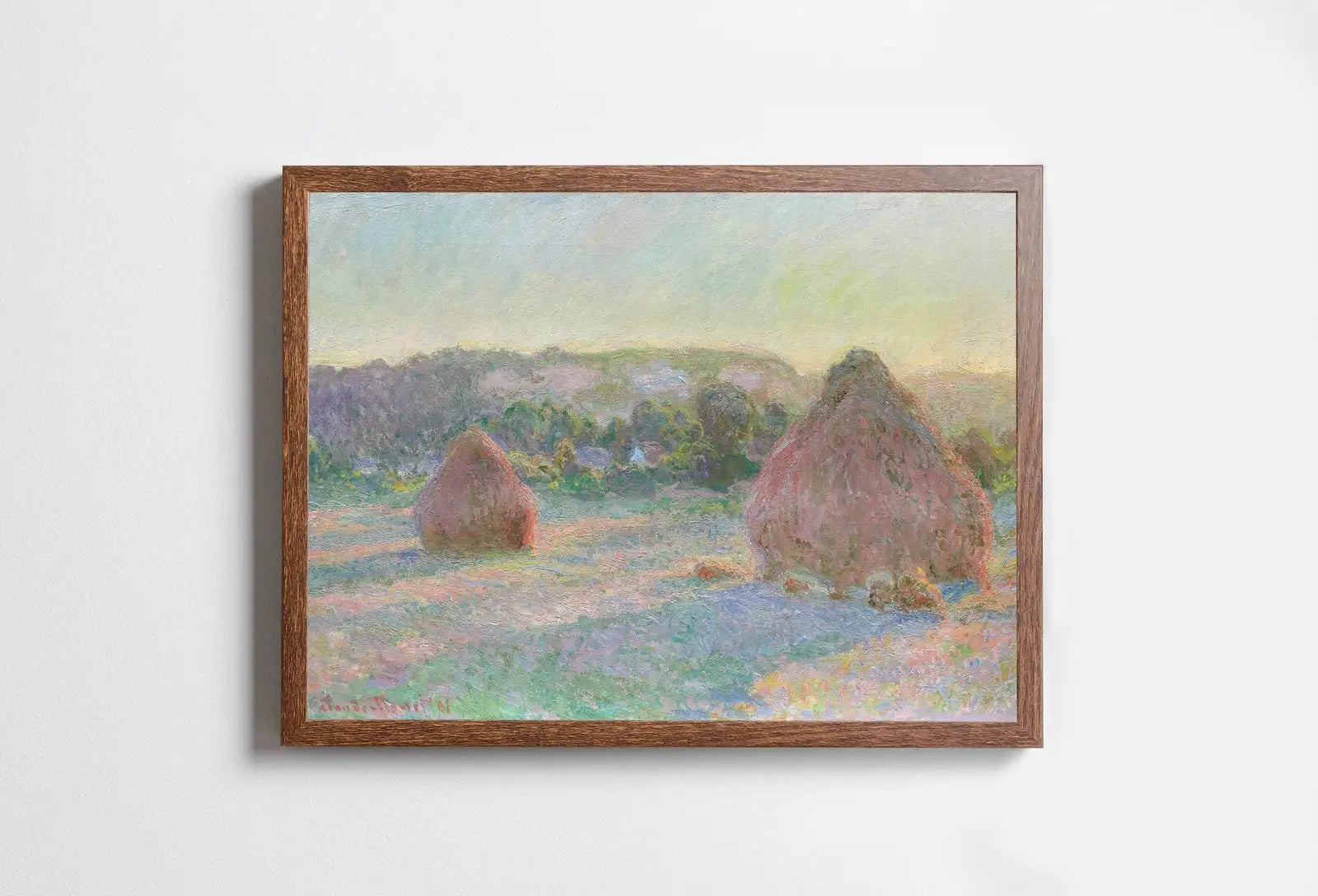 Included artwork preview showing first selection of artworks from Claude Monet Stacks of Wheat Painting Famous Monet Art. Instant Download Vintage Decor. Monet Landscape Printable Wall Art. Vintage Decor.