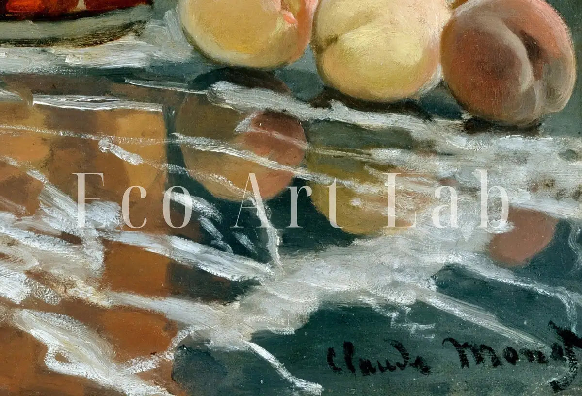 Detail view of artwork from Claude Monet Still Life Jar of Peaches Famous Painting. Instant Download Vintage Decor. Monet Art Print Vintage Painting. Printable Art. (variation 2)