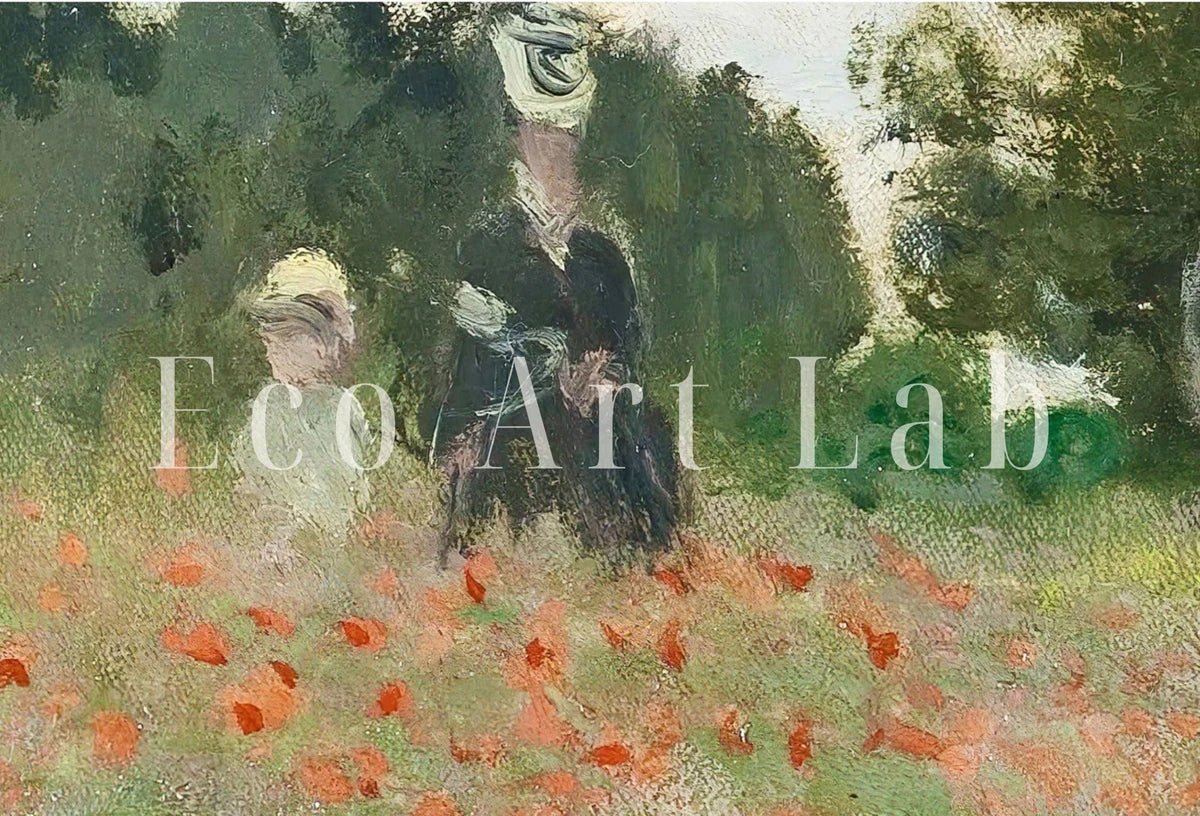 Detail view of artwork from Claude Monet The Poppy Field Painting Famous Monet Art. Instant Download Vintage Decor. Vintage Landscape Printable Wall Art. Spring Decor. (variation 2)