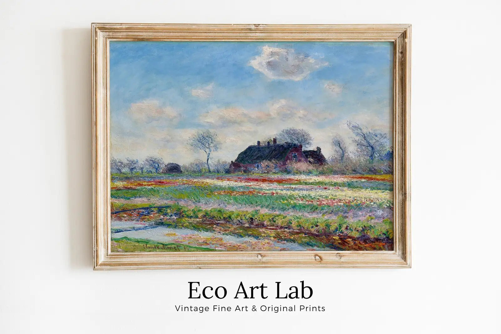 Framed view of Claude Monet Tulip Fields Painting Famous Monet Art. Instant Download Vintage Decor. Vintage Landscape Tulip Printable Wall Art Spring Decor – printable wall art digital download.