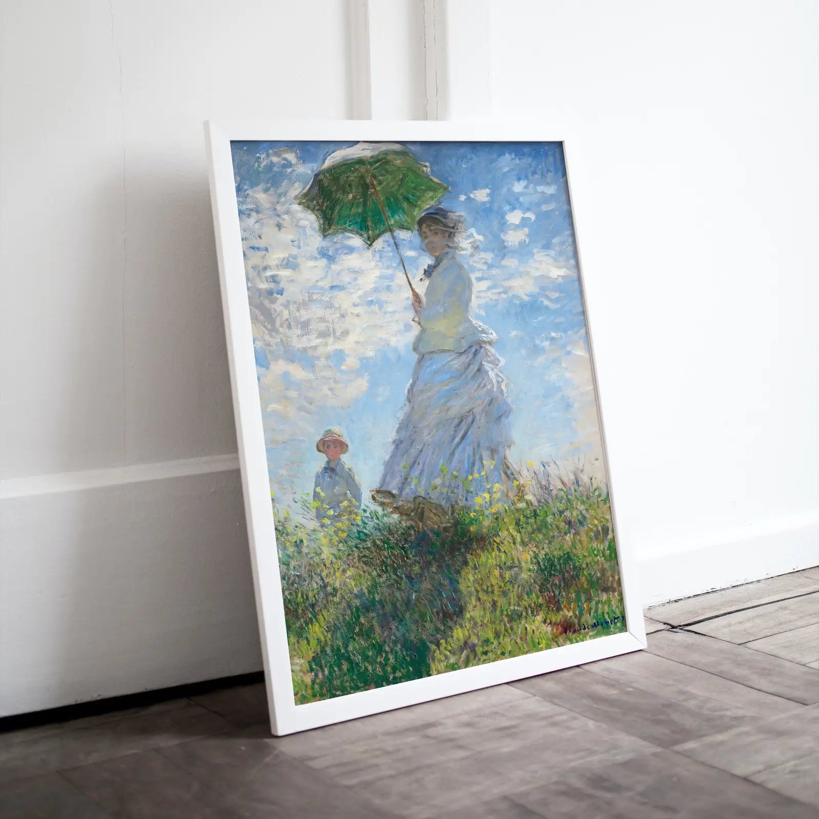 Femme avec un parasol, célèbre peinture de Claude Monet : Ajoutez une touche printanière à vos murs avec cette impression de Monet.
