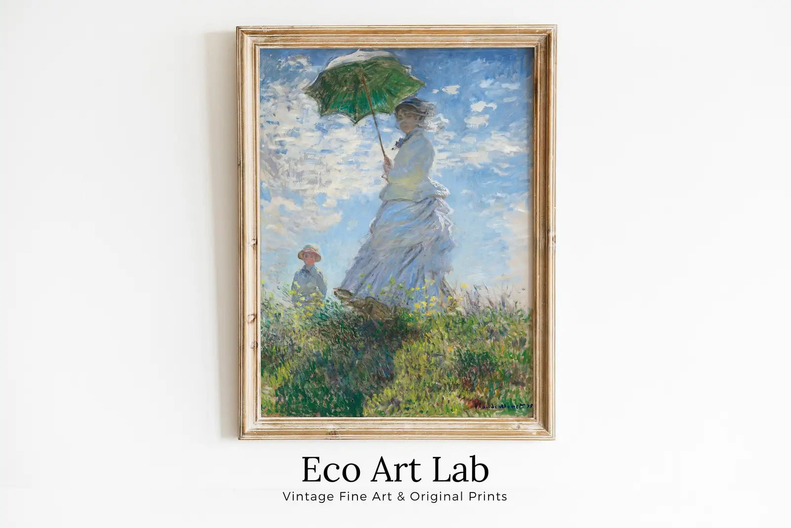 Femme avec un parasol, célèbre peinture de Claude Monet : Ajoutez une touche printanière à vos murs avec cette impression de Monet.