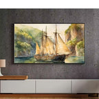 Coastal Decor For Frame TV Art. Nautical Theme Watercolor Ocean Artwork. Vintage Marine Ship Wall Art Digital Print – Frame TV  Art