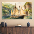 Coastal Decor For Frame TV Art. Nautical Theme Watercolor Ocean Artwork. Vintage Marine Ship Wall Art Digital Print – Frame TV Digital Download Art – Digital Download