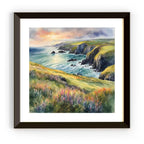 Coastal Painting Wall Art I Wildflower Watercolor Home Decor I Cliff Landscape Printable Square Art – Printable Wall Art