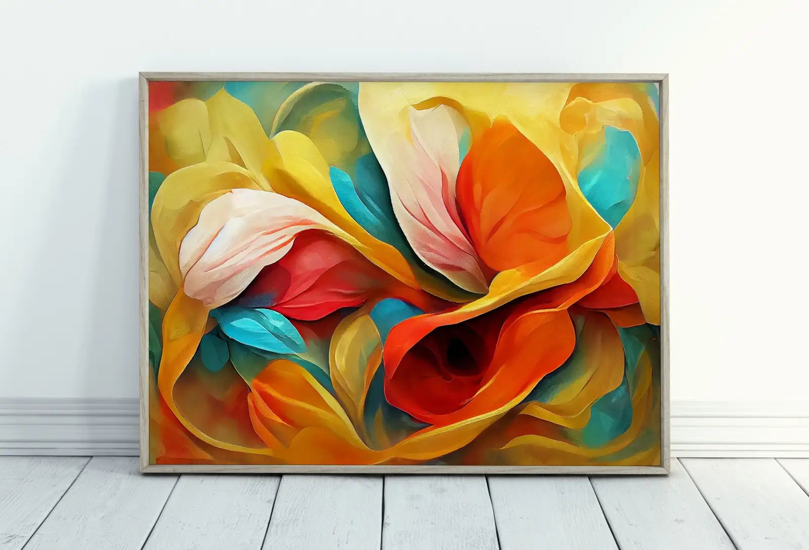 Included artwork preview showing first selection of artworks from Colorful Abstract Flower Petals. Abstract Modern Floral Print Digital Painting. Printable Wall Art. Botanical Art Print. Downloadable Art #4.