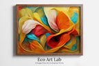 Framed view of Colorful Abstract Flower Petals. Abstract Modern Floral Print Digital Painting. Printable Wall Art. Botanical Art Print. Downloadable Art #4 – printable wall art digital download.