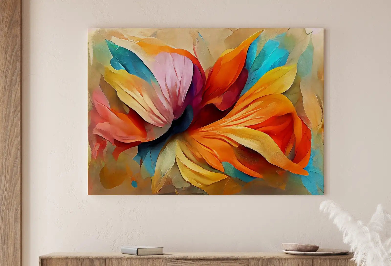Detail view of artwork from Colorful Abstract Printable Wall Art. Abstract Flower Petals. Modern Floral Print Digital Painting. Botanical Art Print. Downloadable Art #7. (variation 1)