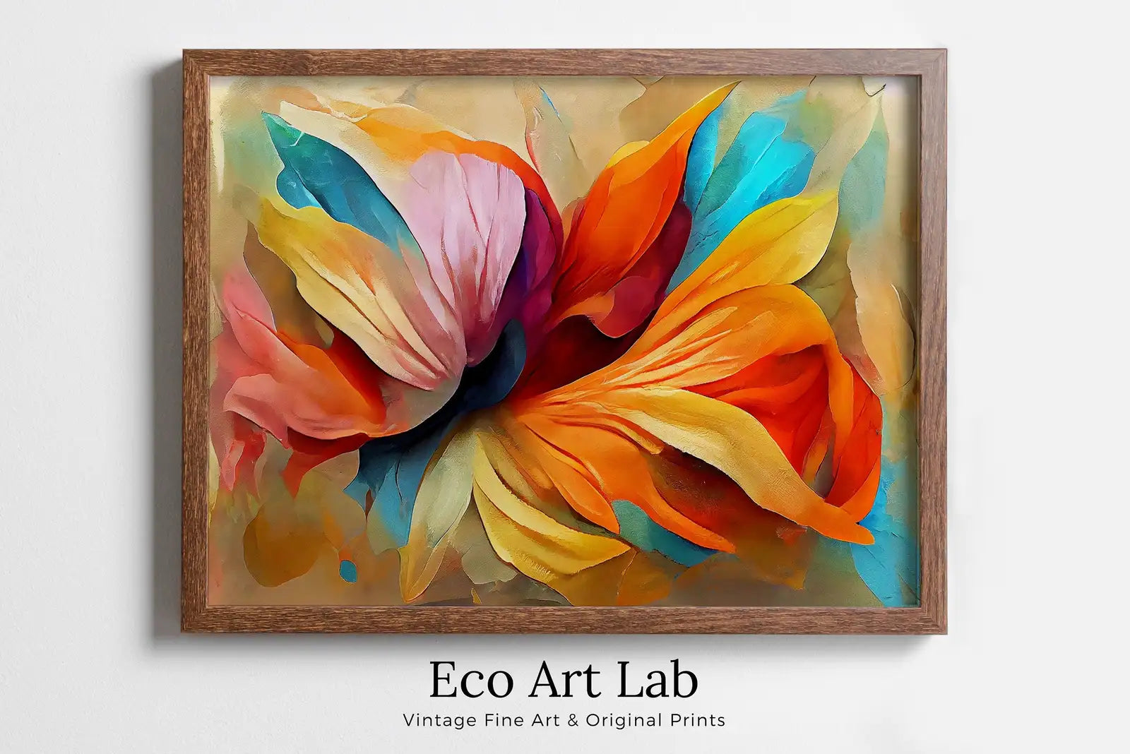 Framed view of Colorful Abstract Printable Wall Art. Abstract Flower Petals. Modern Floral Print Digital Painting. Botanical Art Print. Downloadable Art #7 – printable wall art digital download.