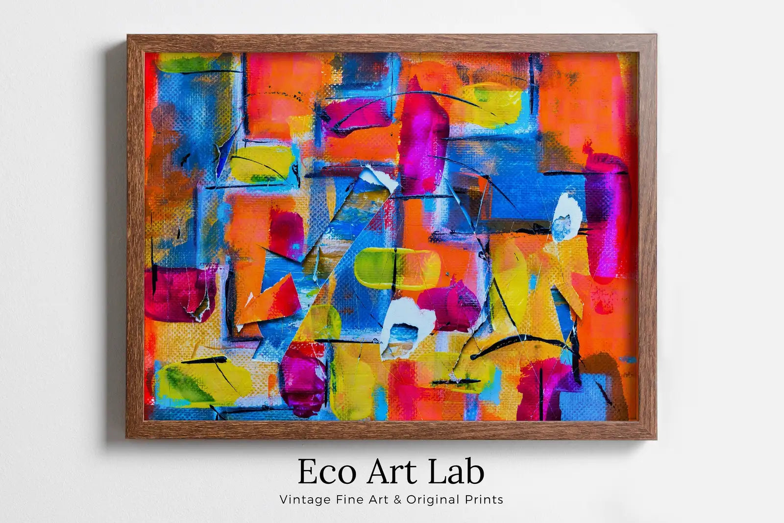Framed view of Colorful Bold Modern Abstract Painting Printable Wall Art. Abstract Wall Art Download. Abstract Digital Art Print for Bedroom or Living Room – printable wall art digital download.
