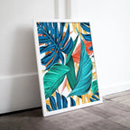 Colorful Botanical Print. Instant Download Tropical Wall Decor. Monstera and Palm Leaf Wall Art. Printable Leaf Painting, Tropical Foliage – Printable Wall Art