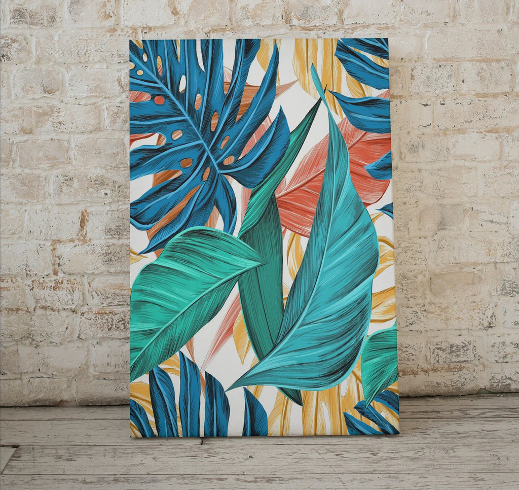 Second included artwork preview from Colorful Botanical Print. Instant Download Tropical Wall Decor. Monstera and Palm Leaf Wall Art. Printable Leaf Painting, Tropical Foliage featuring various scenes.