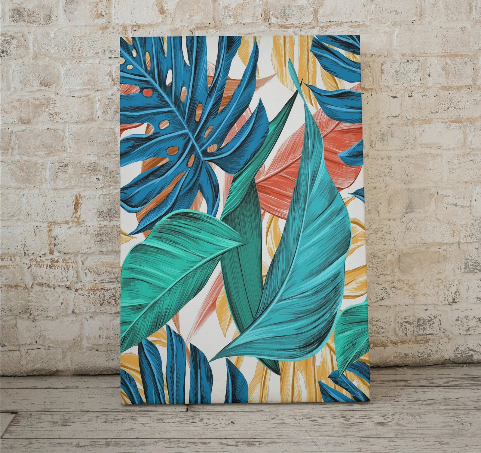 Second included artwork preview from Colorful Botanical Print. Instant Download Tropical Wall Decor. Monstera and Palm Leaf Wall Art. Printable Leaf Painting, Tropical Foliage featuring various scenes.