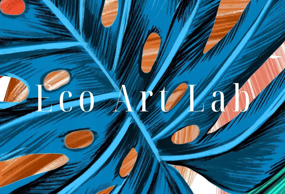 Detail view of artwork from Colorful Botanical Print. Instant Download Tropical Wall Decor. Monstera and Palm Leaf Wall Art. Printable Leaf Painting, Tropical Foliage. (variation 2)