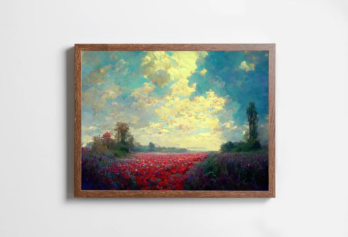 Colorful Field of Flowers Monet Inspired Digital Painting. Landscape Print Instant Download Floral Decor. Printable Wall Art. Abstract Decor – Printable Wall Art