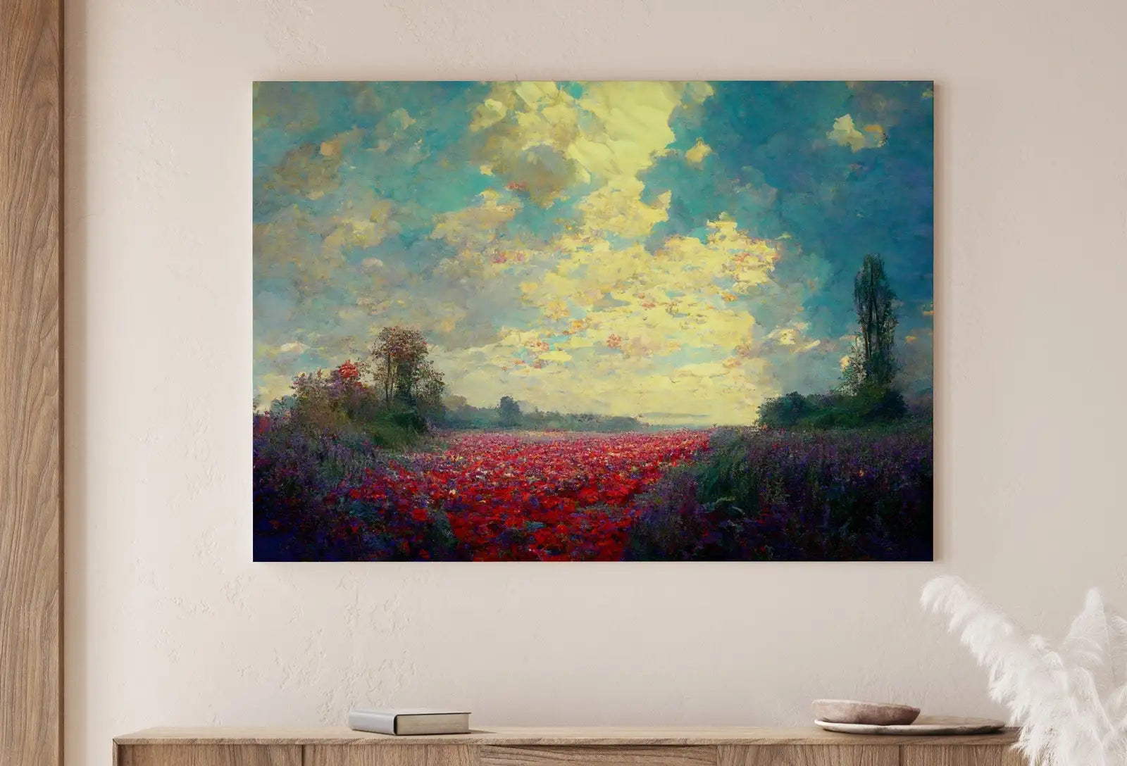 Detail view of artwork from Colorful Field of Flowers Monet Inspired Digital Painting. Landscape Print Instant Download Floral Decor. Printable Wall Art. Abstract Decor. (variation 1)