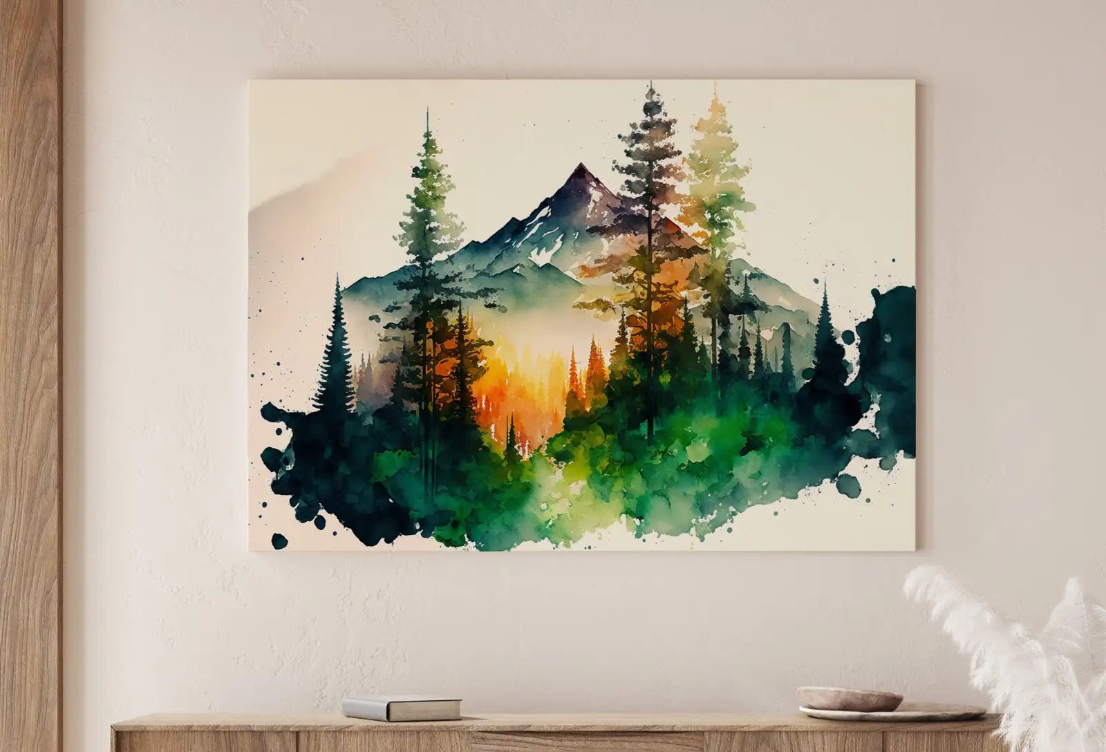 Second included artwork preview from Colorful Forest & Mountain Watercolor Painting. Forest Trees Landscape Printable. Nature Art Print. Mountain Forest Art. Printable Wall Art featuring various scenes.