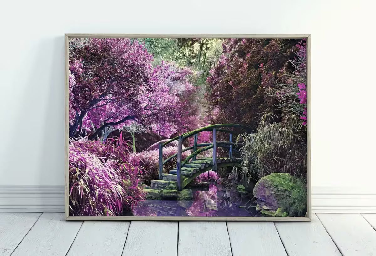 Colorful Mystical Garden Digital Painting. Floral Decor Botanical Landscape Painting. Spring Garden Print Flowers Contemporary Printable Art – Printable Wall Art