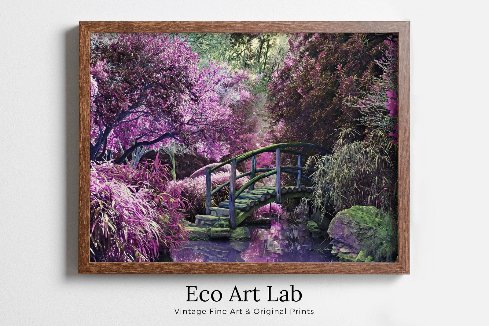 Framed view of Colorful Mystical Garden Digital Painting. Floral Decor Botanical Landscape Painting. Spring Garden Print Flowers Contemporary Printable Art – printable wall art digital download.