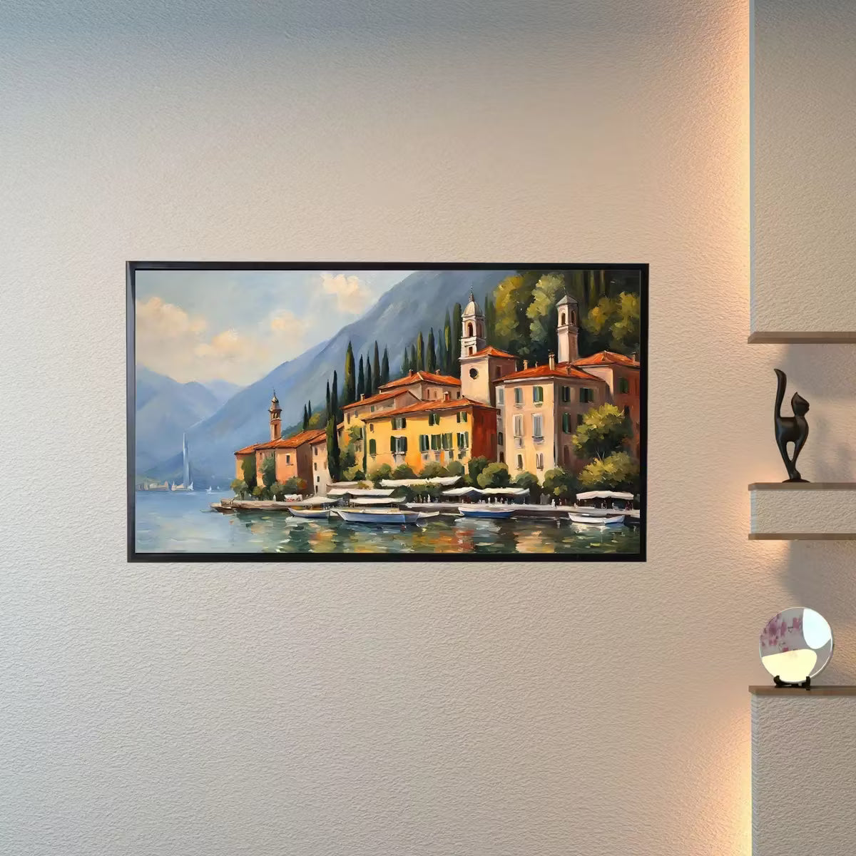 Como Lake Art For Samsung Frame TV. Italy Landscape Modern Wall Decor. Stylish TV Digital Art For Display – Frame TV  Art