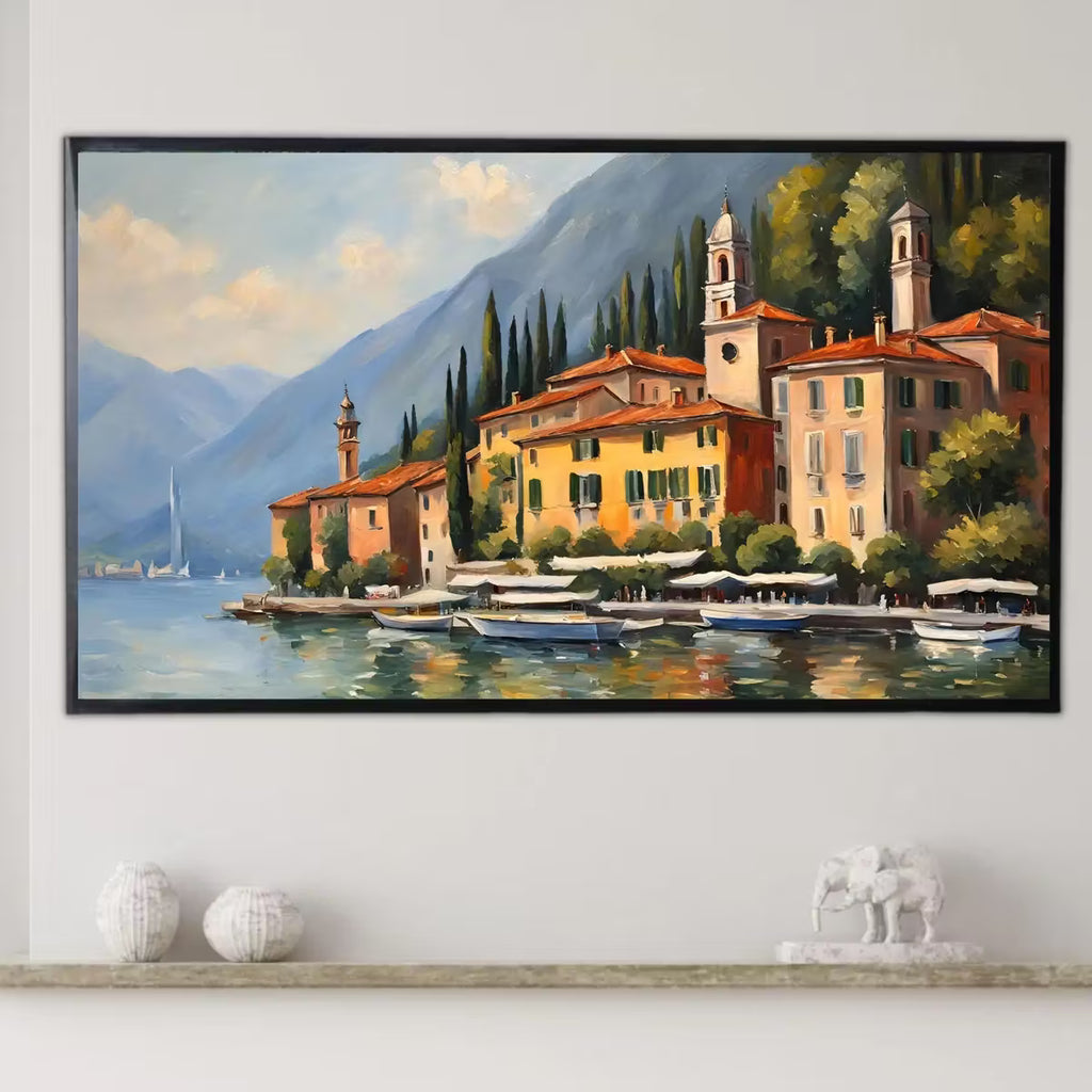 Como Lake Art For Samsung Frame TV. Italy Landscape Modern Wall Decor. Stylish TV Digital Art For Display – Frame TV  Art