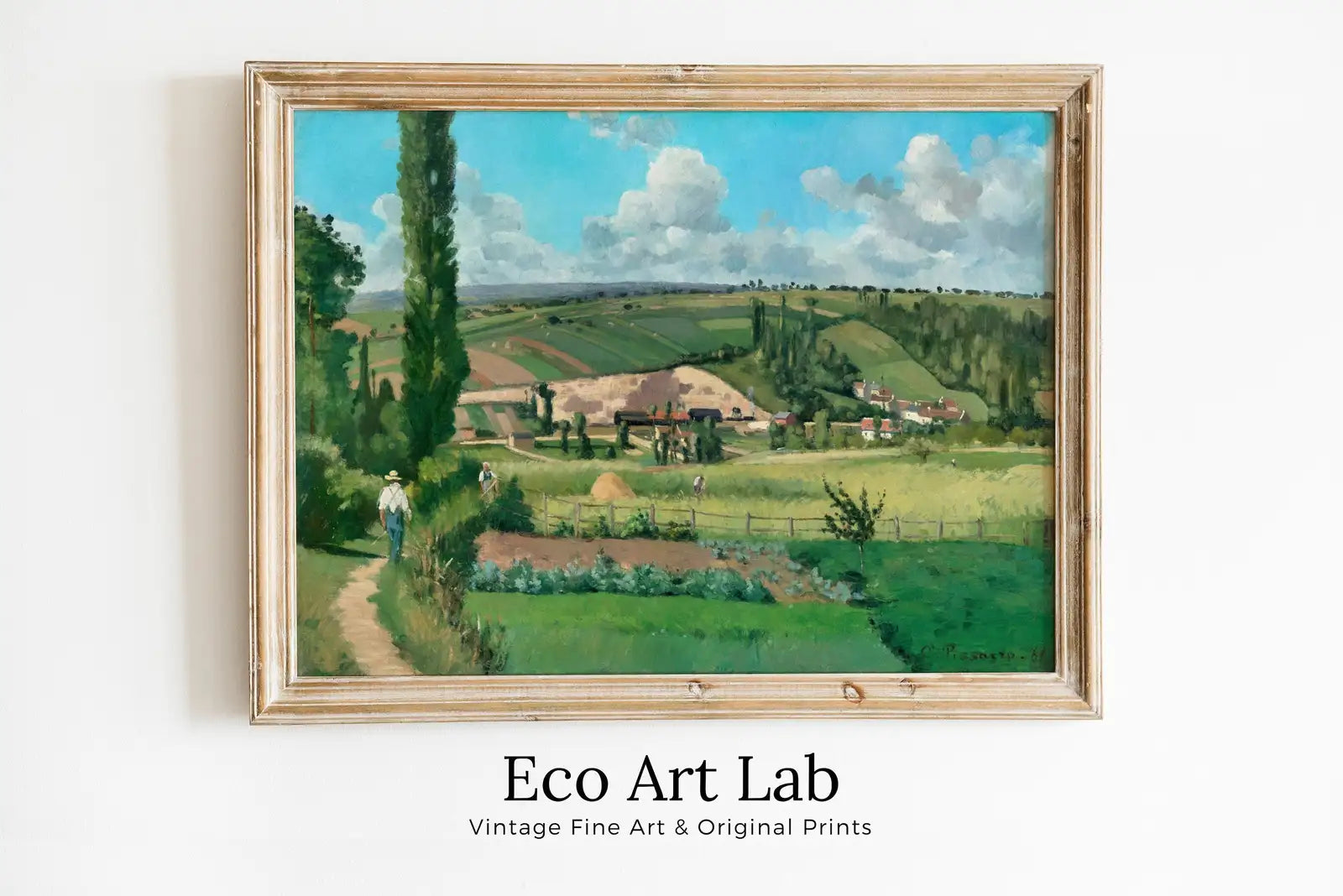 Framed view of Country Farmhouse Printable Famous Landscape Painting Art Print. Instant Download Vintage Fine Art Print. Countryside Decor Digital Download – printable wall art digital download.